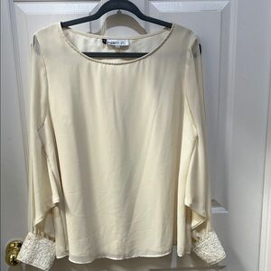 JL Cream Blouse with Sequin Cuffs